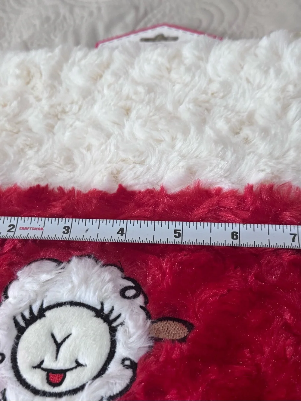 Multipet Lamb Chop Dog Toy Christmas Stocking Red White Fuzzy Plush 17
